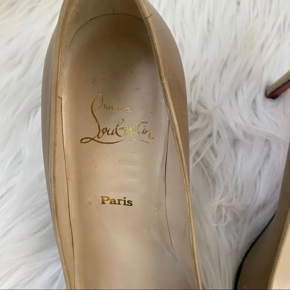 Cristian Louboutin two tones beige leather pumps 7